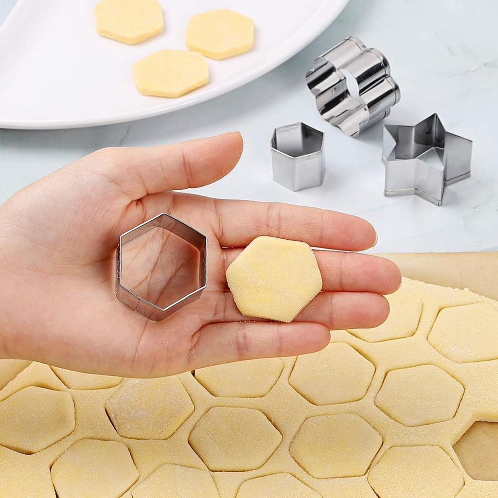 Mini Cookie Cutter Shape Set-24 Small Stainless Steel Metal Stamps,Including: Flower,Heart,Star,Circle,Triangle,Octagon,Square,Oval-cut Fondant and