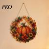 Christmas Party Decoration Pumpkin Acrylic Window Hanging Decor, Fall Harvest Wreath Ornament for Festive Pendant Thanksgiving Halloween, Indoor