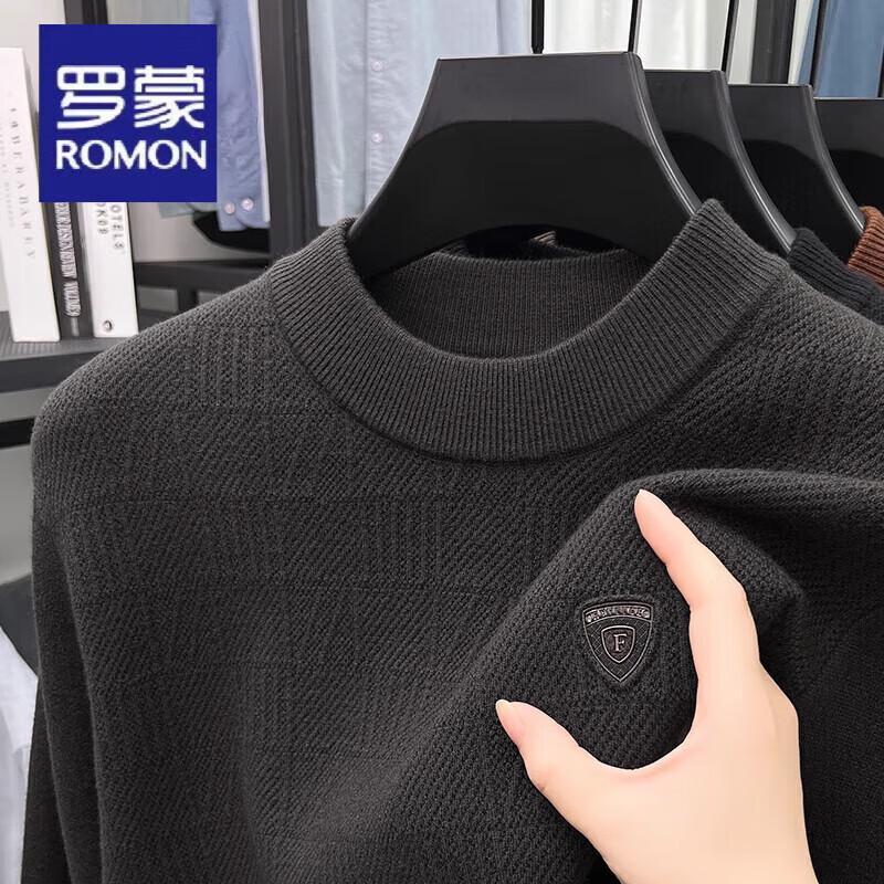 Luomeng Men's Thickened Fleece Lined Round Neck Sweater