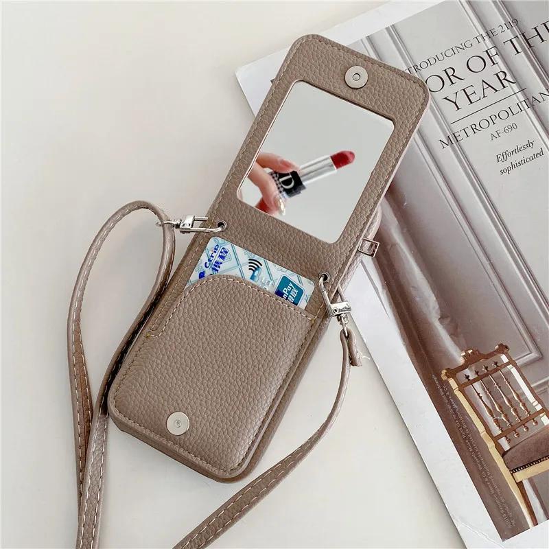 Crossbody Lanyard Phone Case for IPhone 13 12 Mini 15 14 11 Pro Max XS XR 8 7 Plus Wallet with Card Holder Leather Cover