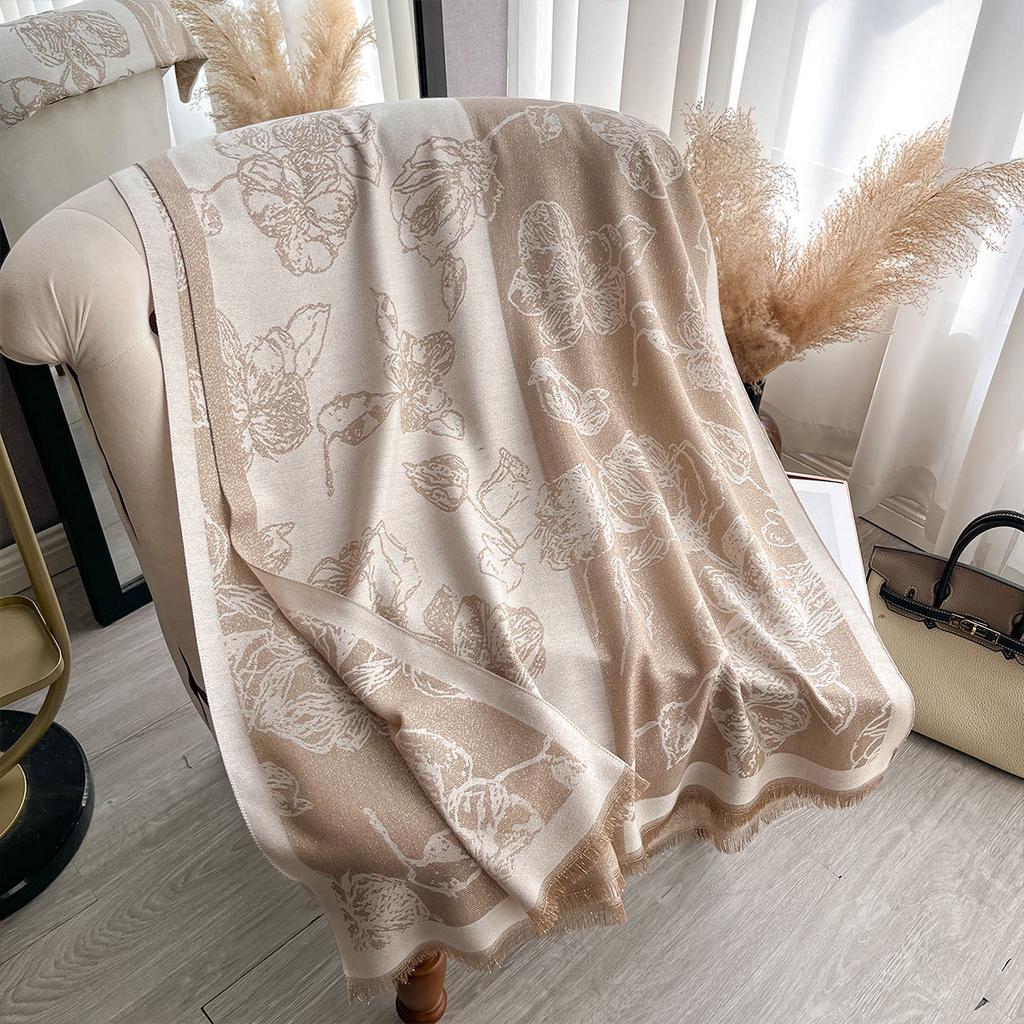 Vielseitiger Mori Kontrastfarben, Frühling und Herbst Doppelseitiger Imitationskaschmirschal, Hochwertiges Warmes Tuch Damen