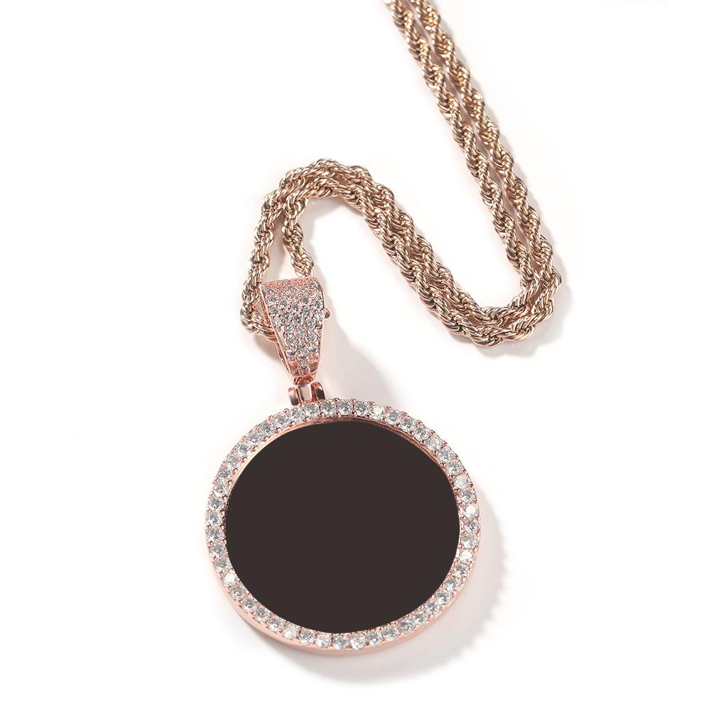 Personalized photo pendant copper inlaid zircon solid DIY creative photo necklace jewelry