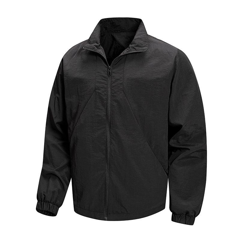 

Spring and Autumn Work Jacket Men s Stretch Outdoor Leisure Solid Color Jacket Nylon Trench Coat Simple Shock Clothes M