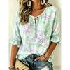 Women's Soft Pink Watercolor Floral Print Tie Front Blouse, Casual Loose Top for Spring Summer Daily Wear