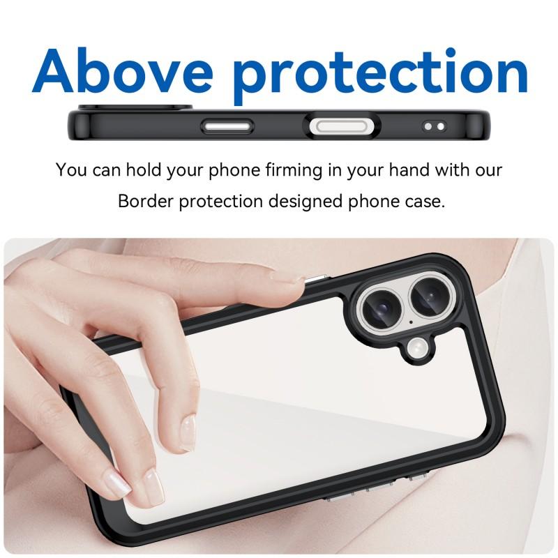 For iPhone 16 Phone Case WANLONFENG XC Series TPU Acrylic Cover with Tempered Glass (Big Lens Hole)