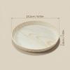 Stackable Round Wood Grain Plastic Vanity Tray Waterproof Bathroom Counter Organizer for Perfume Makeup Dressing Table Storage