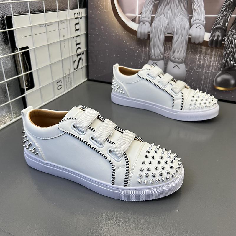 Mode Neuankömmling Herren Luxusmode Nieten Schuhe Original Leder Ballerinas Schuh Schwarz Weiß Atmungsaktive Sneaker Persönlichkeit Schuhe