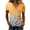 Women's Casual V Neck Short Sleeve Floral Print T Shirt Top Lightweight Breathable Summer Tee Shirt for Daily Wear