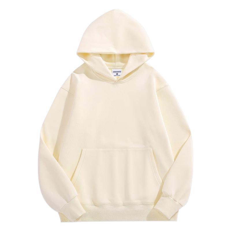 Men's Heavyweight Velvet Crewneck Sweatshirt - Thick Lambswool-Style, Loose Fit, Solid Color, Unisex, 500g.