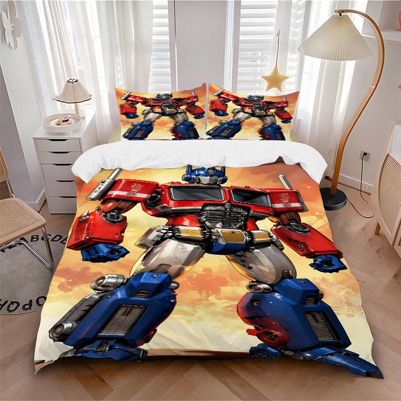 Optimus Prime Robot Hero Print 3Pcs Bedding Set,Duvet Cover with 2 Bedro,Pillowcase Home Birthday Gift