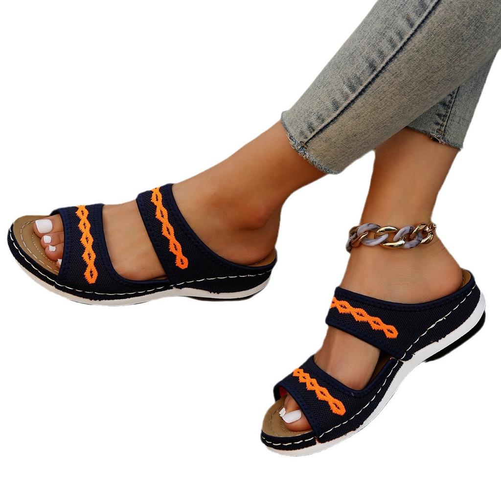 Wear new low-slope heel slippers plus size casual summer women's cool slippers