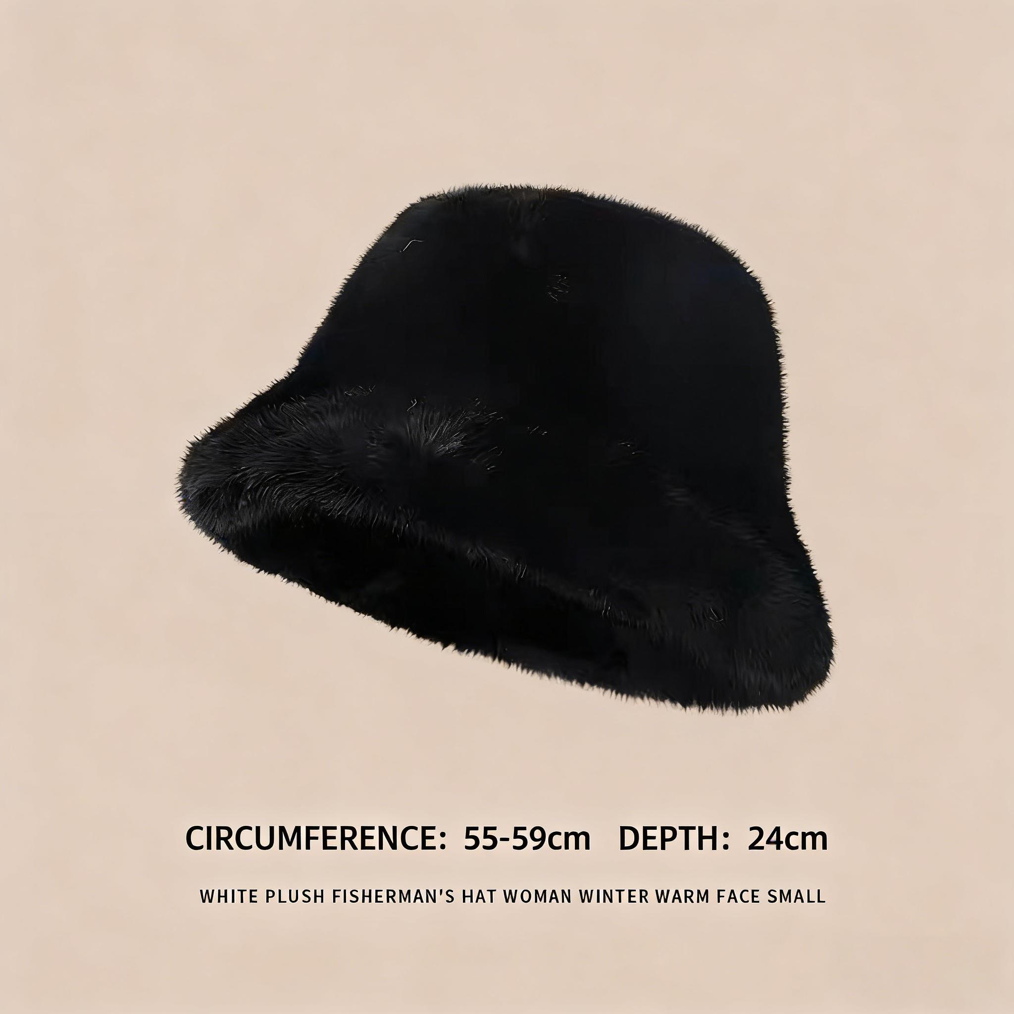 

1pc Winter Hat for Women Men Fluffy Warm Cozy Fisherman Hat for Leisure чёрный