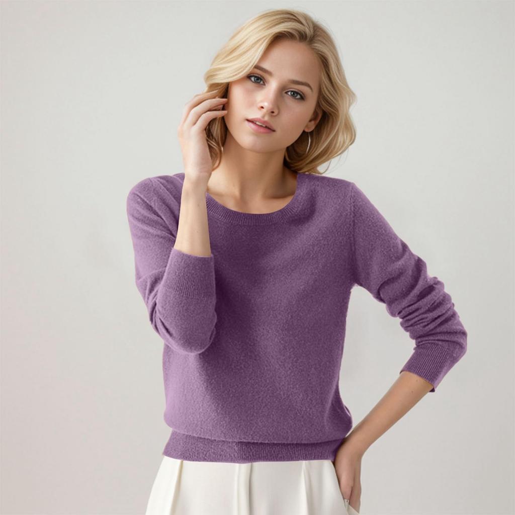 Pullover Sweaters For Women Round-neck Classic Long Sleeve Breathable Loose Soft Cozy Knitted Sweater Tops