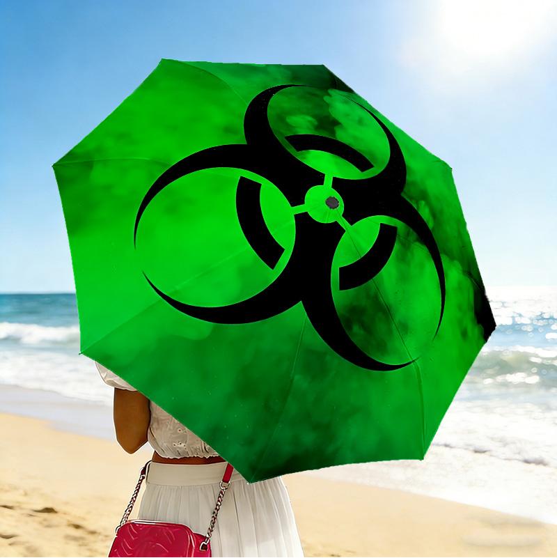 Biohazard Zone 8 Ribs 3Fold Black Glue Uv Protection Umbrella Sun Protection Rainproof Compact Folding Umbrella For Travel Daily Use C9241646