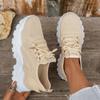 Fashion Women's Shoes 2025 Spring New Fly Weave Comfortable Breathable Mesh Casual Shoes Women Non Slip Lace-up Wedge Sneakers