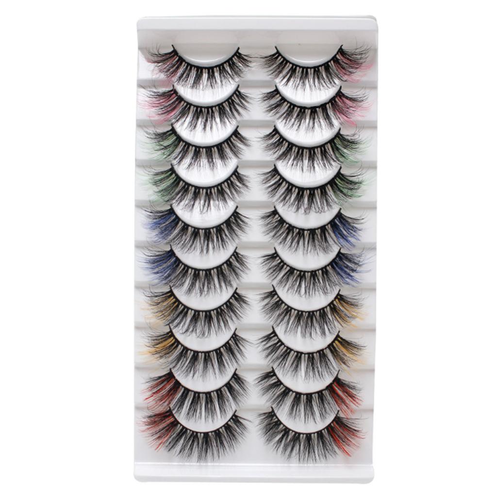 10 Pairs 3D Colorful Curly Thickened Synthetic Lashes Set Vibrant False Eyelashes Makeup Accessories for Women