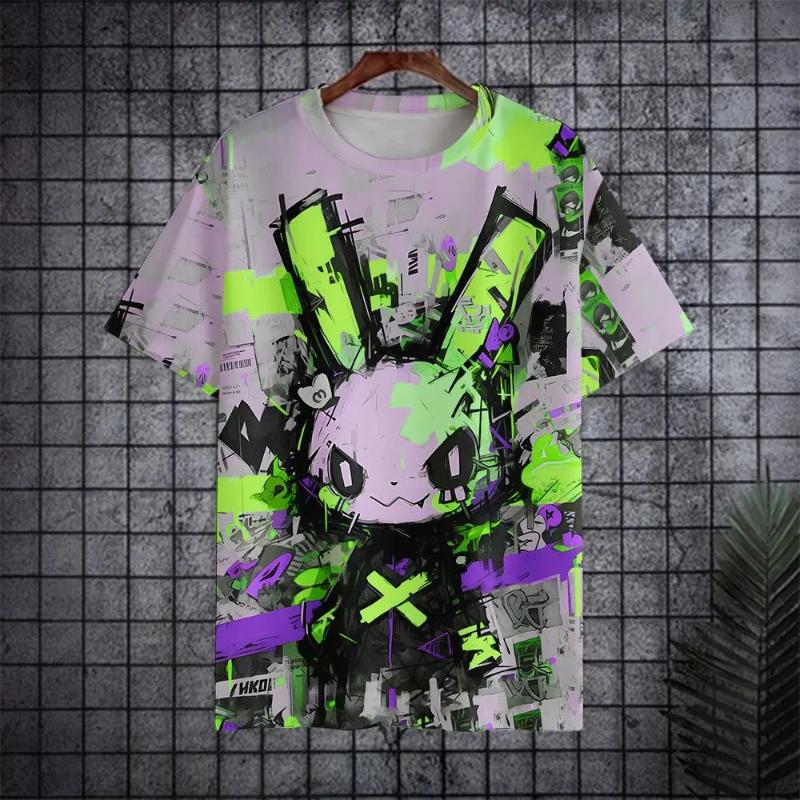 Fashion Men s Crew Neck Short Sleeve 3D Color Printed Crew Neck T-Shirt XS