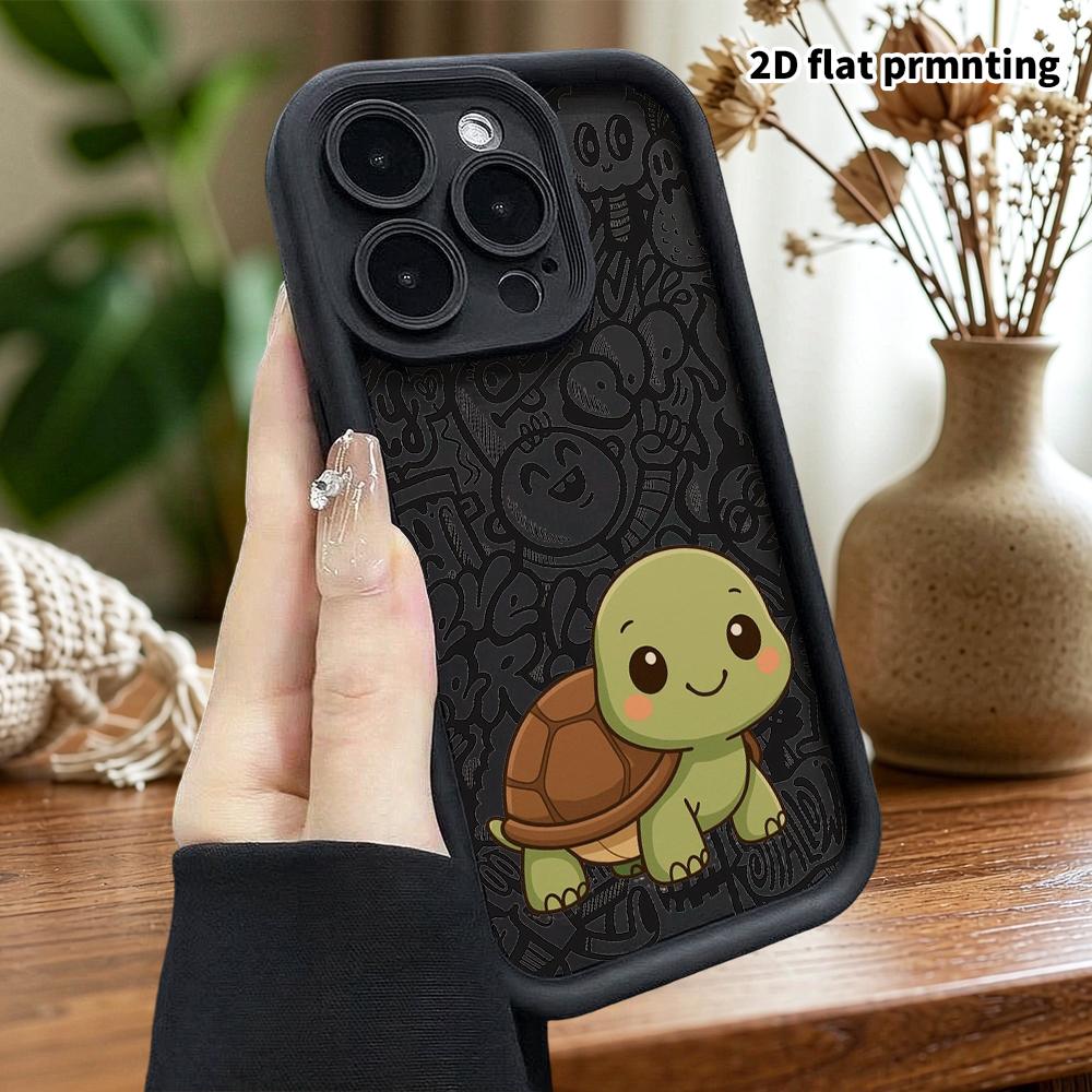 Phone Case: 2D Flat Design Suitable for iPhone 18 17 16 15 14 13 Pro Stepped Protective Case, Little Turtle, Christmas and Halloween Gifts