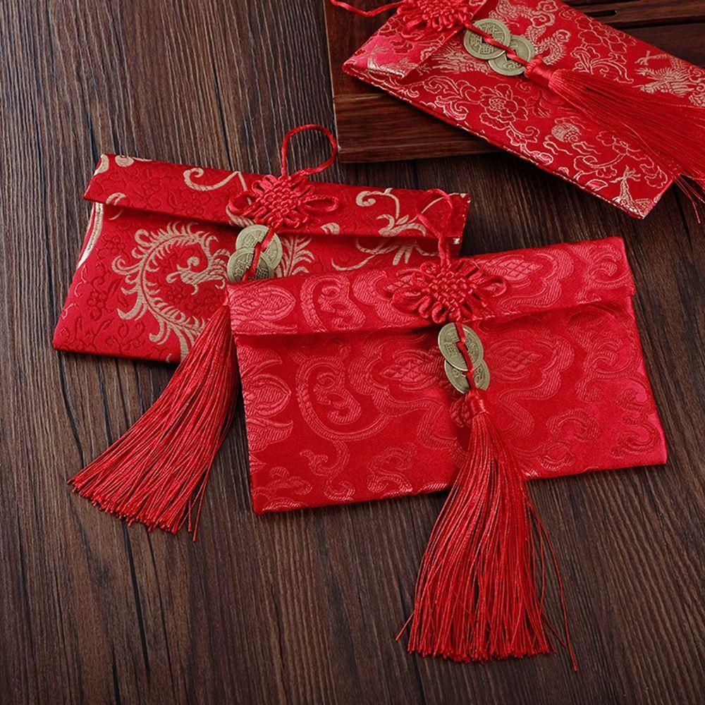 Wishes 2022 New Year Wedding Birthday Spring Festival Red Packets Red Envelope Money Bags HongBao