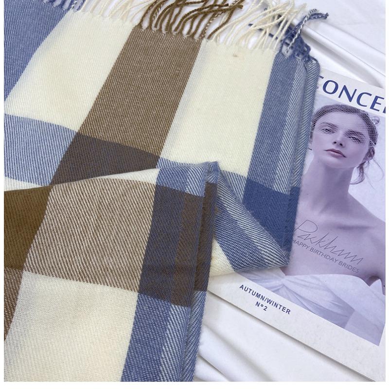Plaid Scarf Women's New Autumn and Winter Fashion Imitation Cashmere Fringed Shawl Thickened Warm Scarf