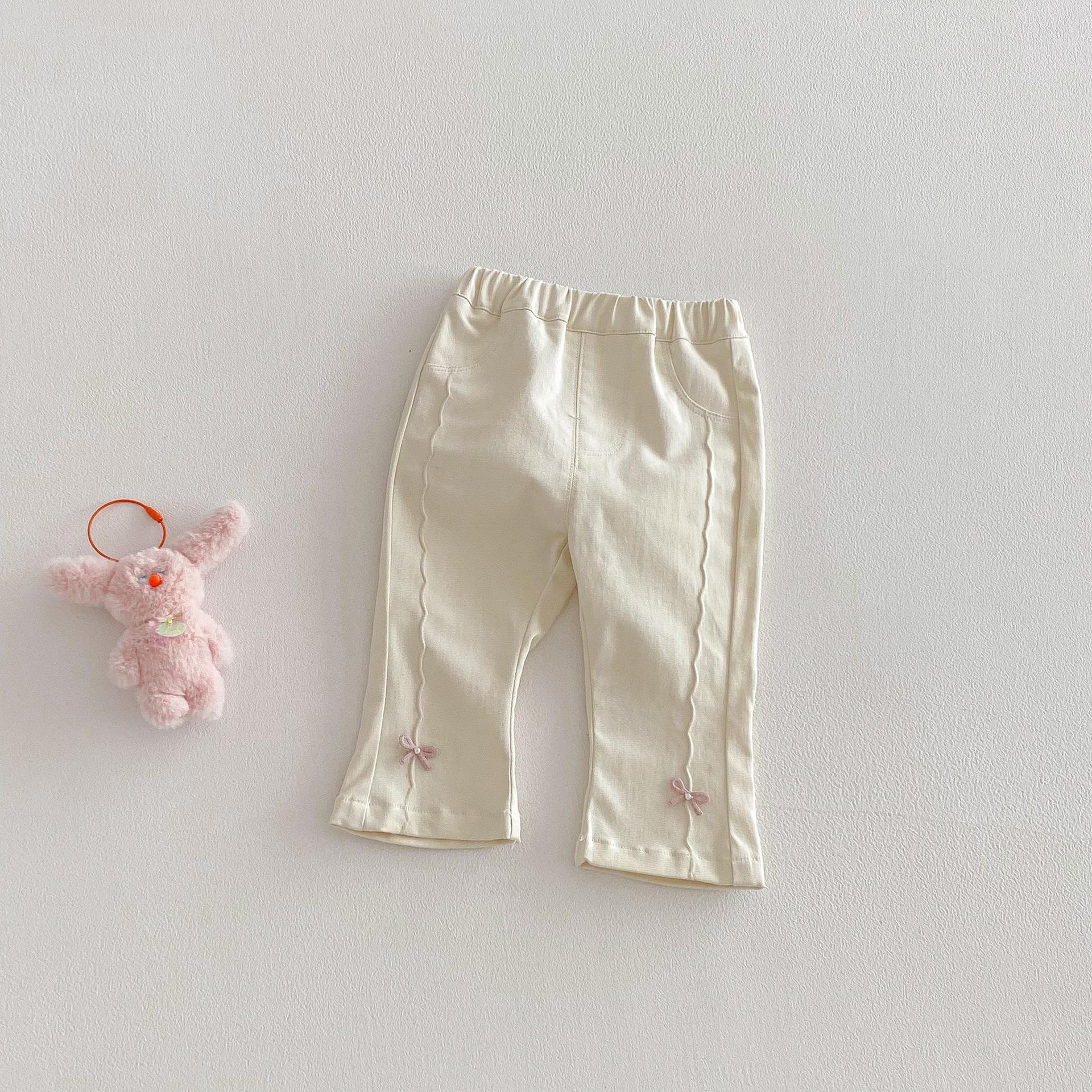 2026 Spring Stylish Girls  Bow Jeans - Korean Style Children s Solid Color Pants 73