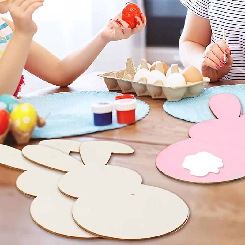 10pcs Easter Creative Rabbit Wooden Crafts | Blank Unfinished Wooden Slices for Painting Art, Ideal for Home Party Decorations