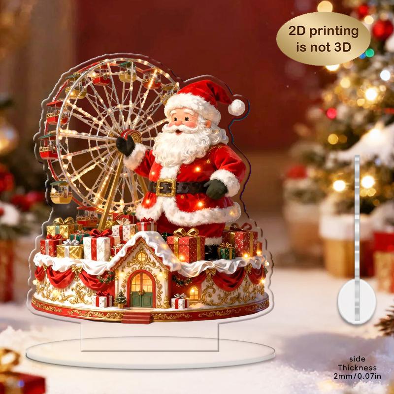 Colorful Santa Claus Ferris Wheel Acrylic Decoration for Christmas Home Desktop Festival Gift Flat Print Design Gifts
