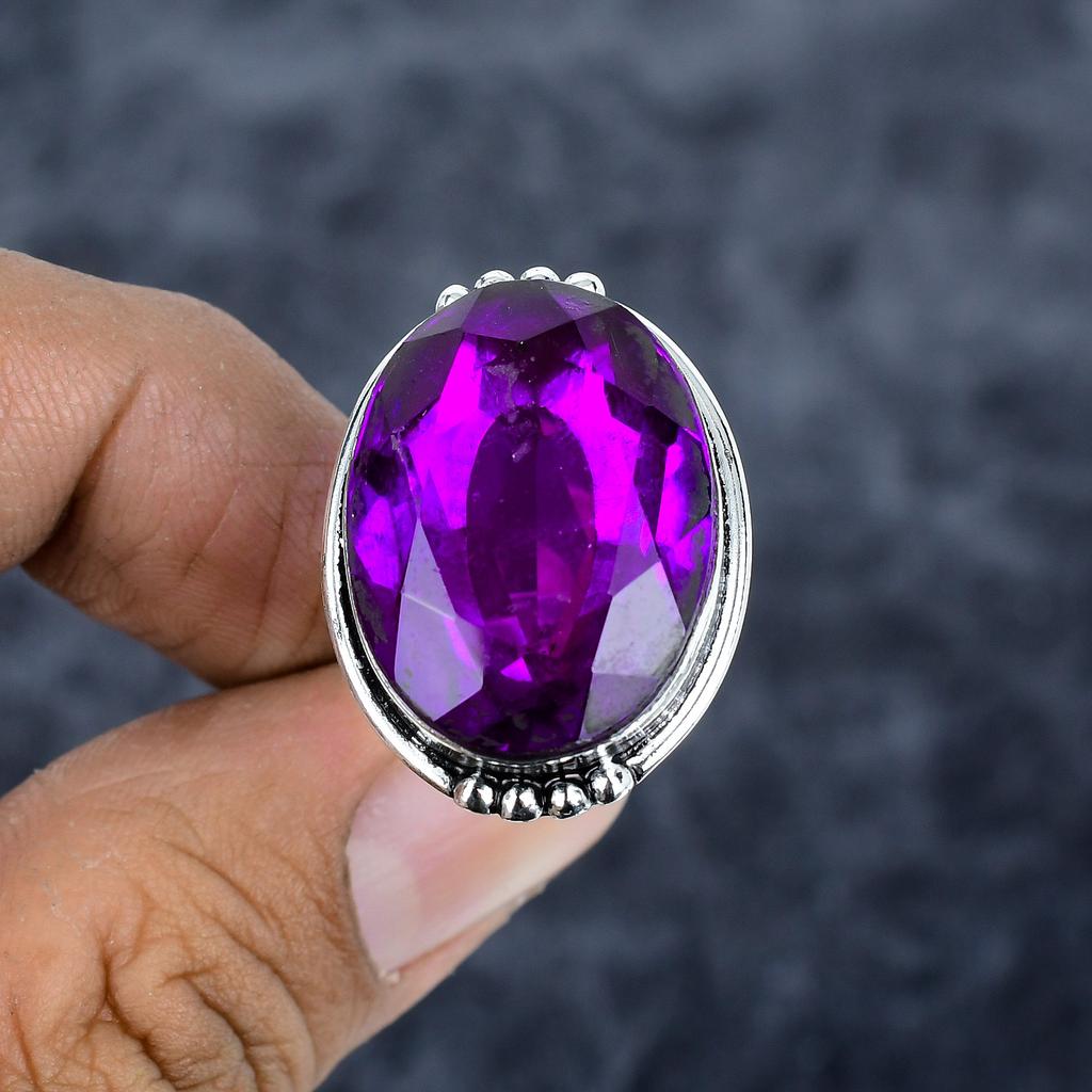 Pink Amethyst Gemstone Handmade 925 Sterling Silver Jewelry Ring Size 8.5 M-2791