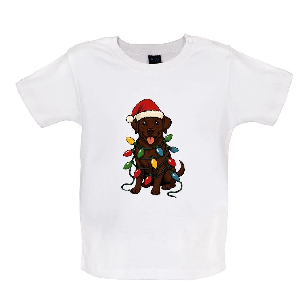 Chocolate Labrador Retriever Christmas - Baby Kids Boys Girls Unisex T-Shirt / Babygrow - Dog Dogs Choc 150