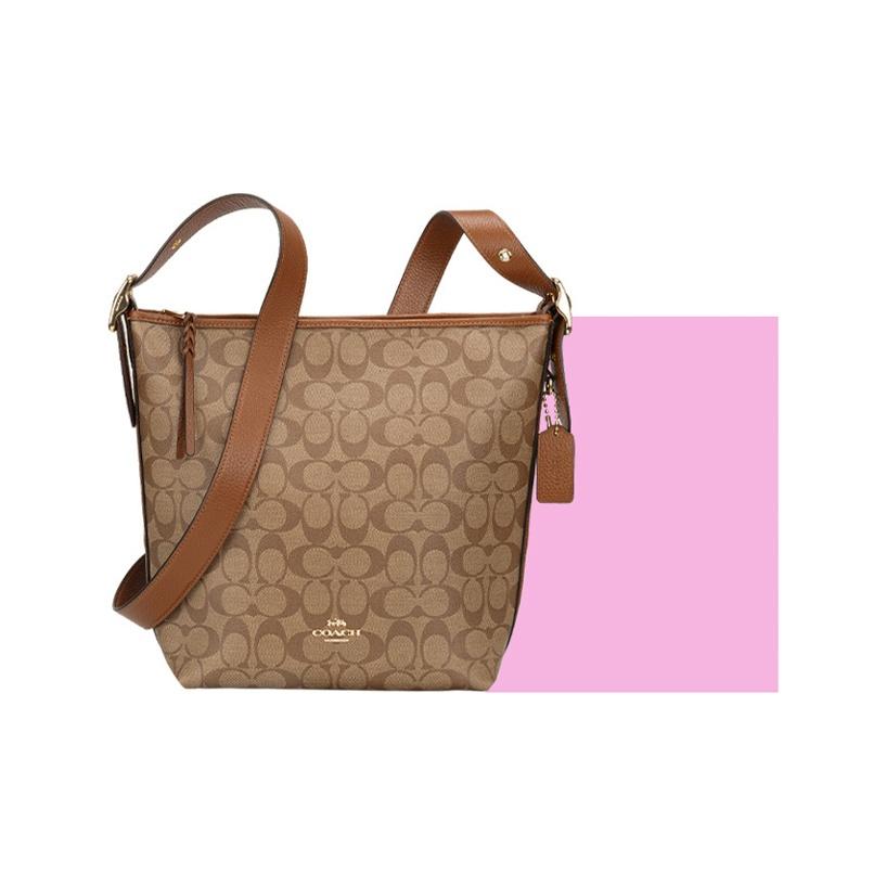 Coach 23 Neue Mode Reißverschluss Leder Umhängetasche Damen Umhängetasche Khaki Mehrfarbig C2819-IMS5U