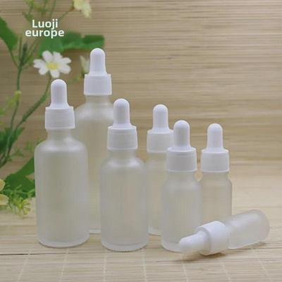 Frosted Glass Essential Oil Dropper Bottle with White Rubber Top