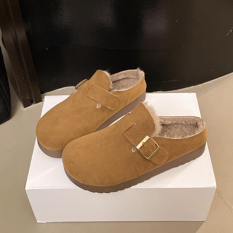 

Наступая в дерьмо, женские баотоу полушлепанцы, женская осенне-зимняя обувь на один шаг, бархатные без пятки, ретро тапочки Birkencotton 40