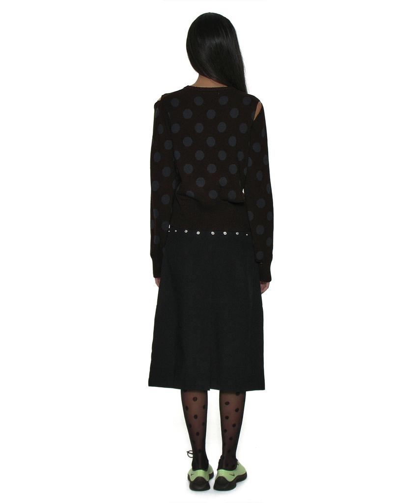 PARTIMENTO WOMEN Cutout Polka Dot Jacquard Knit Crewneck_Brown