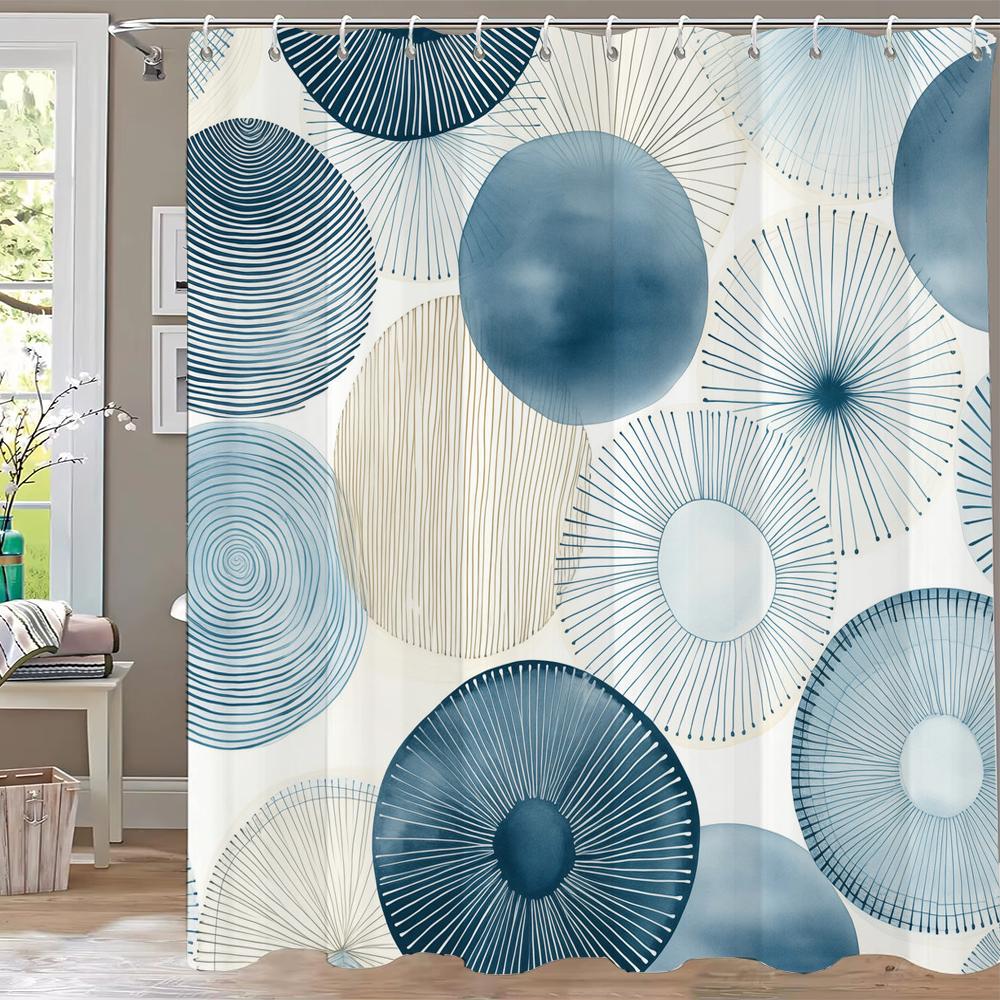 

Modern Stripe Shower Curtain,Geometric style Printed Polyester Decorative Bathroom Curtain, Home Curtain with Hooks 90x180cm-35x70in