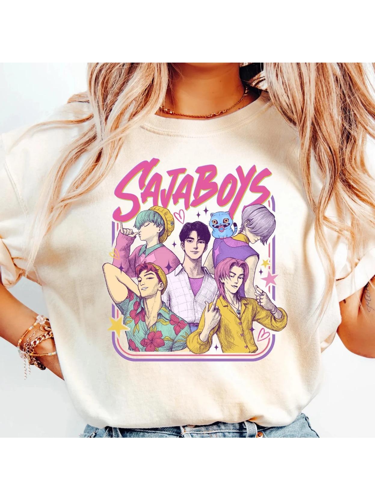 

Saja Boys Kpop Demon Hunters Tshirt Gift For Women Oversized Y2k Ladies Clothes Woman Short -Sleeved Clothing Female Clothing S