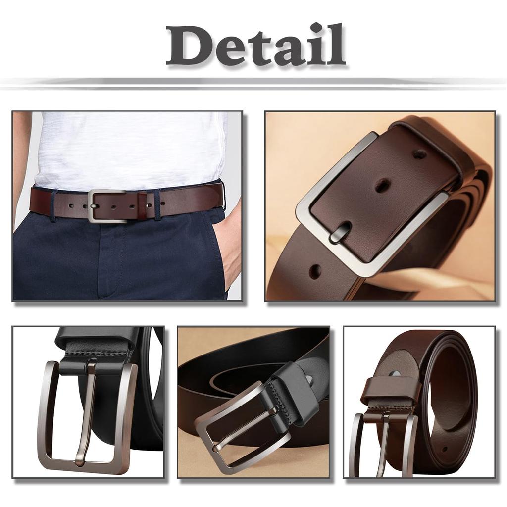 [White Fang] Belt, Pin Buckle, Genuine Leather, Business, Casual, Simple, Stylish, Gift for Men, BTA386 (Black)