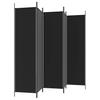 Vidaxl 5-Panel Room Divider, Black, 250X200 Cm, Fabric