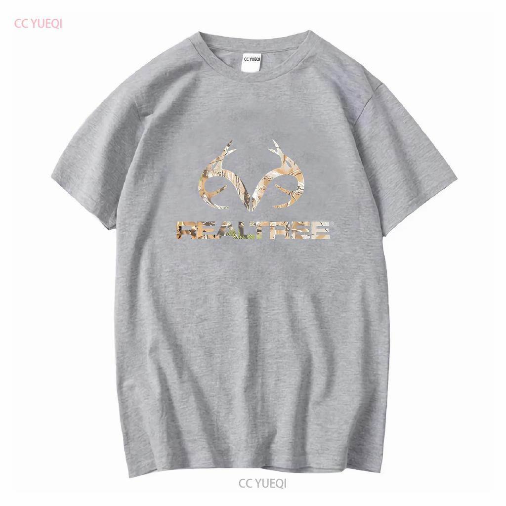 T-shirt Unisex Realtree 100% Cotone Nera Con Logo Mimetico Scegli Taglia Lavaggio Vintage Elegante Leggermente Casual Moda