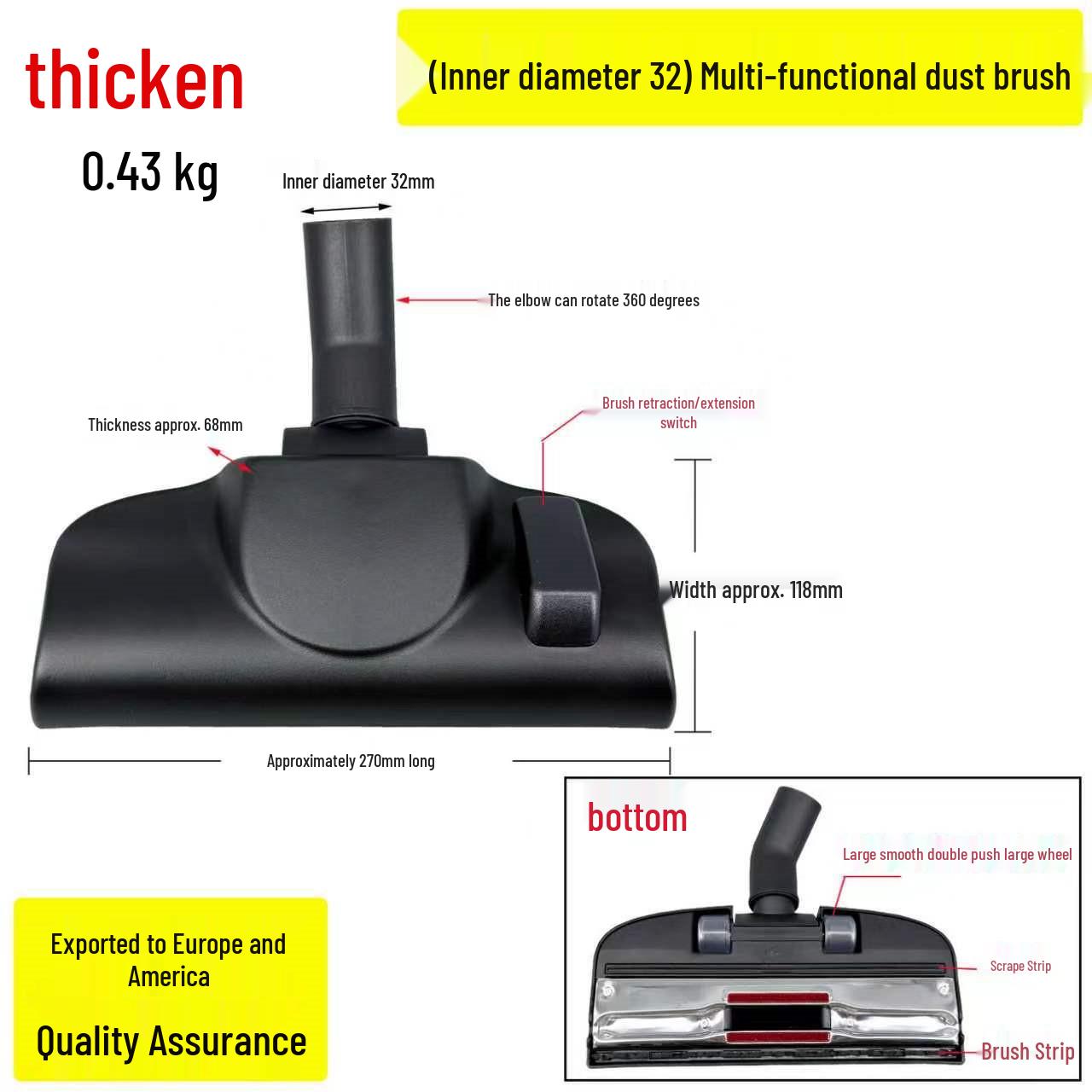 Jenosili Universal Vacuum Accessories Set: Dusting Brush & Floor Head for Karcher Xiaogou Household Cleaners