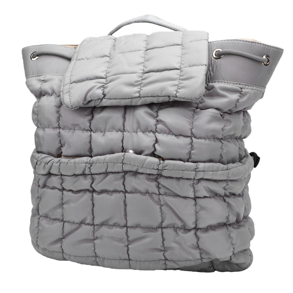 Gesteppter Rucksack Leichter Weicher Flauschiger Reiserucksack Große Kapazität Schultertasche für Wandern Fitnessstudio Grau