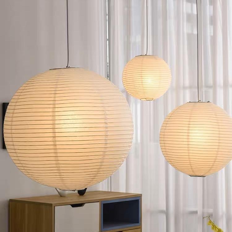 Designer Akari Noguchi Yong Long Pendant Lights LED E27 Wabi-sabi Round Ball Hanging Lamp for Living Room Sofas Table Bedroom