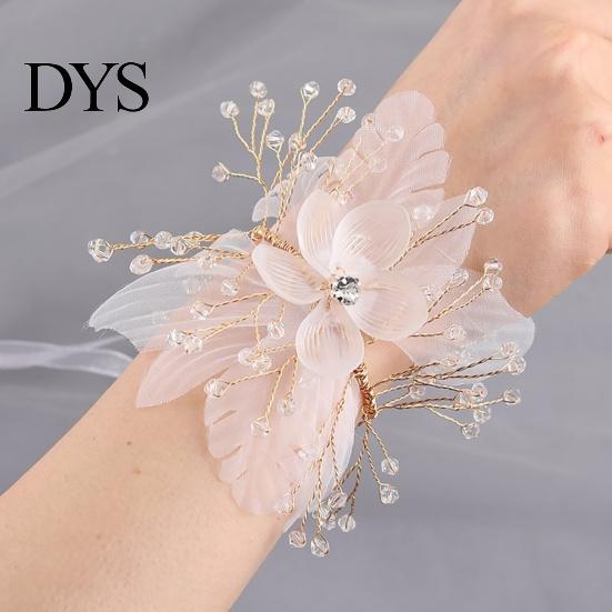 Wrist Corsage Elegant Comfortable Touch Anti-Wear Bride Bridesmaid Bracelet Flower for Wedding Engagement