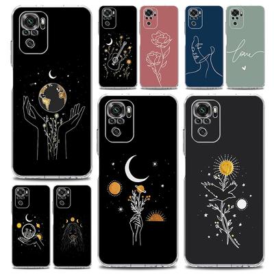 Simplicity Line Art Sun Moon Phone Case For Xiaomi Redmi Note 13 12 5G 9S 9 8 10 11 Pro 4G 9T 13C 12C10C 9C 9A 7 Pro Clear Cover