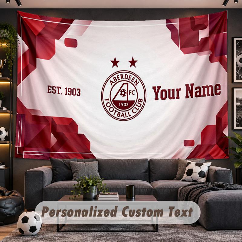 Aberdeen FC Personalized Tapestry Support Custom Name, Wall Art Home Decoration