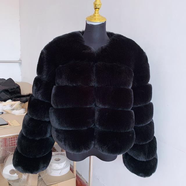 Women's Autumn/Winter Patchwork Faux Fox Fur Coat