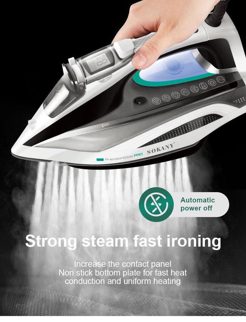 European High-Power Steam Iron with Ceramic Soleplate and Automatic Power-Off