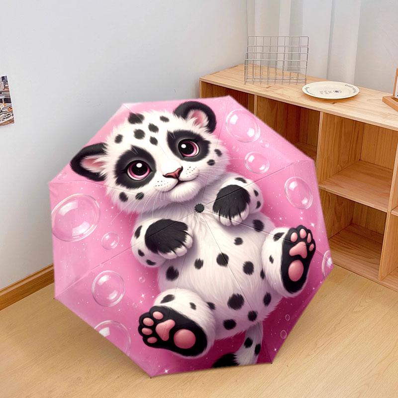 Black white animals Pattern Pattern New Style Umbrella, 1 Piece Automatic Folding Umbrella, Portable Travel Umbrella, Outdoor Umbrella, Birthday Gift