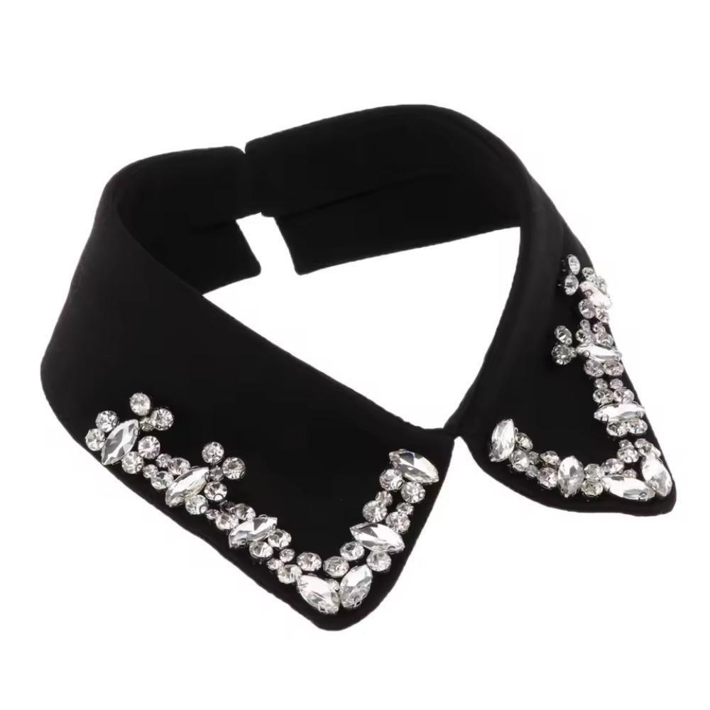 

1 шт. Накладной воротник рубашки Женский Съемные воротники С бисером Искусственный воротник Съемной лацкан Ложный Искусственный Шифоновый воротник чёрный