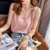 Women V-neck Spaghetti Strap Camisole Casual Solid Color Bamboo Cotton Lightweight Tank Top