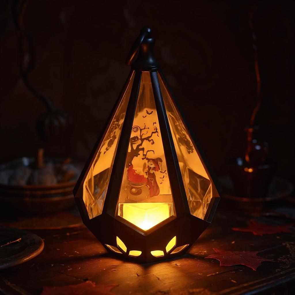 Halloween Lantern Lights Witch Pumpkin Castle Lantern Lamp Ornament Decorations Centerpieces For Yard Garden Camping Porch